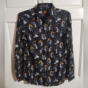 Simon Banks men’s skeleton skateboarder button down sz L